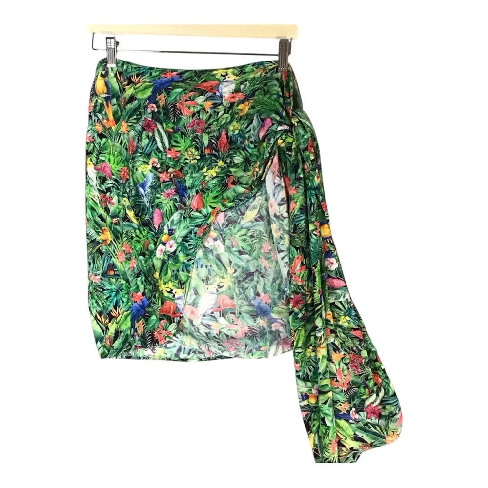 WEWOREWHAT Tropical Multi Wrap Mini Skirt Sarong COVERUP OS VACATION RESORT